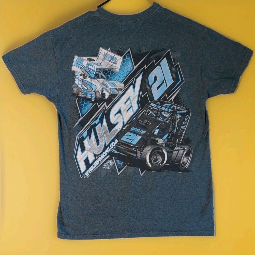 Hulsey #21 Sprint Car Racing Shirt Size Medium Black 2-Sided Graphic Owasso OK